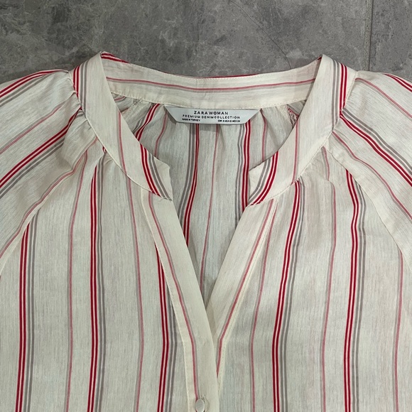 Zara red and gray striped midi dress - Picture 3 of 4